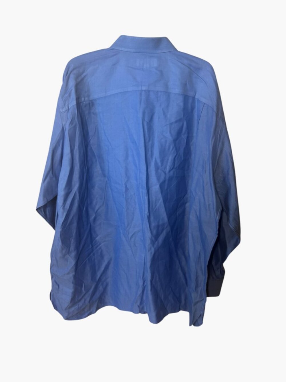 John W. Nordstrom Dress Shirt 18-35 Mens Blue Italian Cotton Button Down - Picture 7 of 8